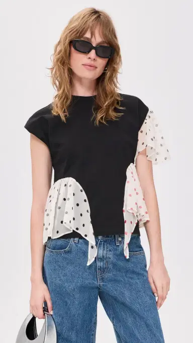 MSGM Polka Dot Tee Black | Thumbnail 2 MSGM Polka Dot Tee Black | Thumbnail 2