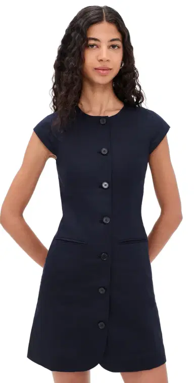 ALIGNE Jennie Linen Mix Dress Navy | Thumbnail 1 ALIGNE Jennie Linen Mix Dress Navy | Thumbnail 1