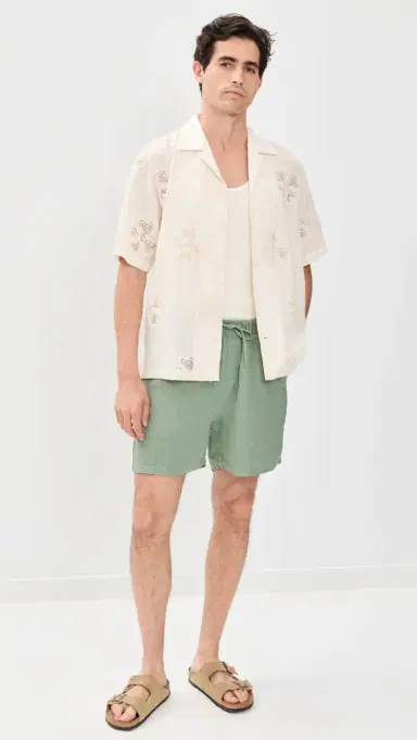 Bather inen eisure Shorts 5 Sage | Thumbnail 5 Bather inen eisure Shorts 5 Sage | Thumbnail 5