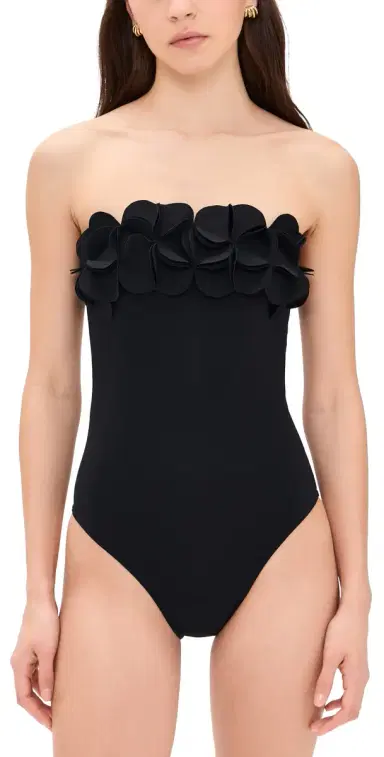 Karla Colletto Tess Bandeau One Piece with Shelf Bra Black | Thumbnail 1 Karla Colletto Tess Bandeau One Piece with Shelf Bra Black | Thumbnail 1