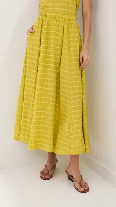 LE BOP Martha Checked Skirt Chartreuse | Thumbnail 2 LE BOP Martha Checked Skirt Chartreuse | Thumbnail 2