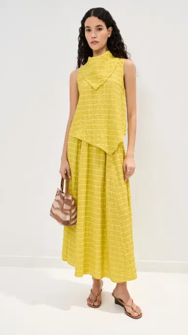 LE BOP Martha Checked Skirt Chartreuse | Thumbnail 5 LE BOP Martha Checked Skirt Chartreuse | Thumbnail 5