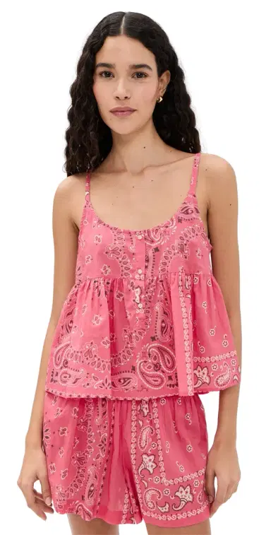 The Great. The Nighttime Camisole Pink Bandana Patchwork | Thumbnail 1 The Great. The Nighttime Camisole Pink Bandana Patchwork | Thumbnail 1