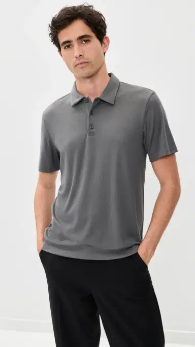 Theory Bron Polo in Modal Jersey Carbon L | Thumbnail 2 Theory Bron Polo in Modal Jersey Carbon L | Thumbnail 2