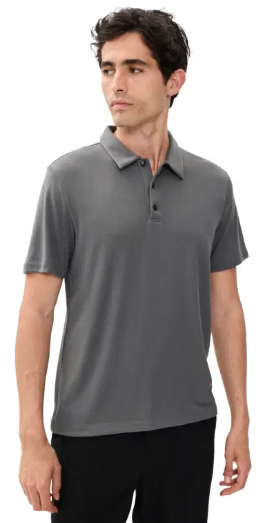 Theory Bron Polo in Modal Jersey Carbon L | Thumbnail 1 Theory Bron Polo in Modal Jersey Carbon L | Thumbnail 1