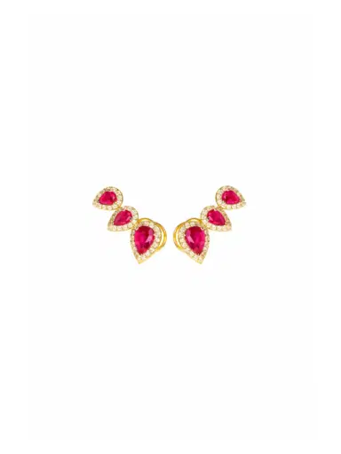 Wish Fine Jewelry 2.21ct Diamond Ruby 18K Gold Climber Earrings | Thumbnail 2 Wish Fine Jewelry 2.21ct Diamond Ruby 18K Gold Climber Earrings | Thumbnail 2