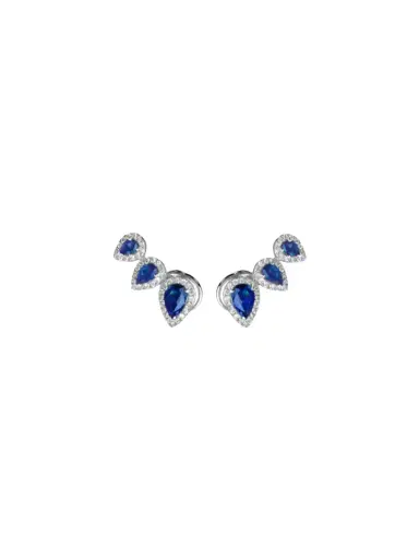 Wish Fine Jewelry 2.52ct Sapphire Diamonds 18K Gold Climber Earrings | Thumbnail 1 Wish Fine Jewelry 2.52ct Sapphire Diamonds 18K Gold Climber Earrings | Thumbnail 1