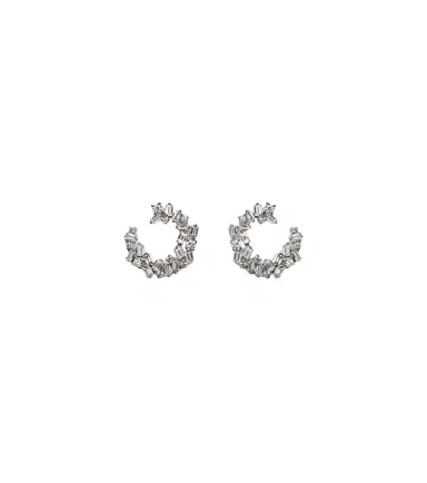 Suzanne Kalan Chloé 18kt white gold hoop earrings with diamonds | Thumbnail 1 Suzanne Kalan Chloé 18kt white gold hoop earrings with diamonds | Thumbnail 1