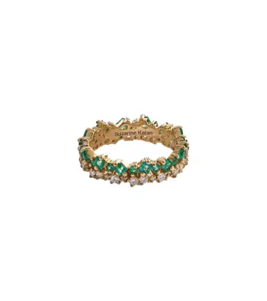 Suzanne Kalan 18kt gold ring with diamonds and emeralds | Thumbnail 1 Suzanne Kalan 18kt gold ring with diamonds and emeralds | Thumbnail 1