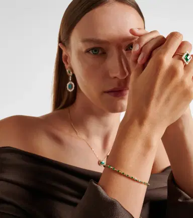Suzanne Kalan 18kt gold tennis bracelet with emeralds | Thumbnail 3 Suzanne Kalan 18kt gold tennis bracelet with emeralds | Thumbnail 3