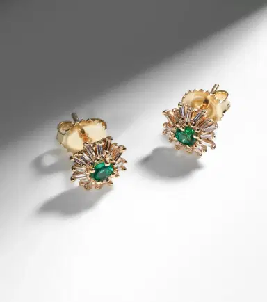 Suzanne Kalan 18kt gold earrings with diamonds and emeralds | Thumbnail 5 Suzanne Kalan 18kt gold earrings with diamonds and emeralds | Thumbnail 5