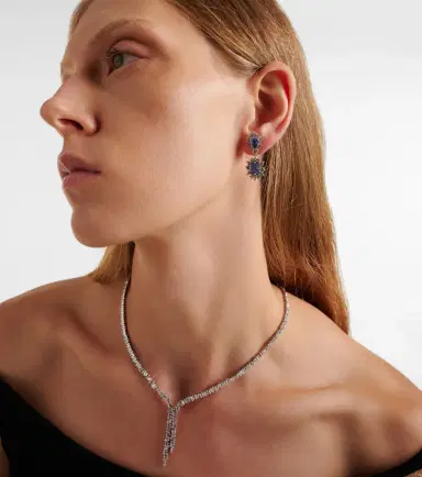 Suzanne Kalan 18kt white gold drop earrings with gemstones | Thumbnail 2 Suzanne Kalan 18kt white gold drop earrings with gemstones | Thumbnail 2