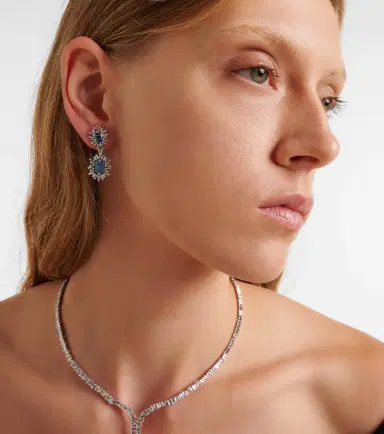 Suzanne Kalan 18kt white gold drop earrings with gemstones | Thumbnail 3 Suzanne Kalan 18kt white gold drop earrings with gemstones | Thumbnail 3