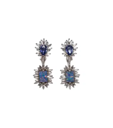 Suzanne Kalan 18kt white gold drop earrings with gemstones | Thumbnail 1 Suzanne Kalan 18kt white gold drop earrings with gemstones | Thumbnail 1