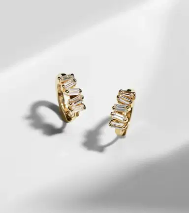 Suzanne Kalan Bold 18kt gold huggies with diamonds | Thumbnail 5 Suzanne Kalan Bold 18kt gold huggies with diamonds | Thumbnail 5