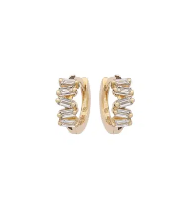 Suzanne Kalan Bold 18kt gold huggies with diamonds | Thumbnail 1 Suzanne Kalan Bold 18kt gold huggies with diamonds | Thumbnail 1