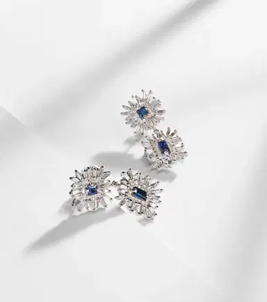 Suzanne Kalan Doublet 18k white gold drop earrings with sapphires and diamonds | Thumbnail 5 Suzanne Kalan Doublet 18k white gold drop earrings with sapphires and diamonds | Thumbnail 5