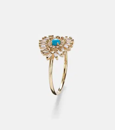 Suzanne Kalan Evil Eye Mini 18kt gold ring with turquoise and diamonds | Thumbnail 2 Suzanne Kalan Evil Eye Mini 18kt gold ring with turquoise and diamonds | Thumbnail 2