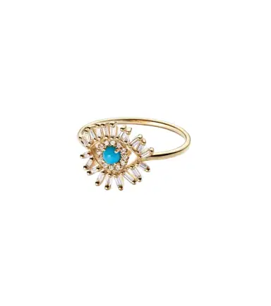 Suzanne Kalan Evil Eye Mini 18kt gold ring with turquoise and diamonds | Thumbnail 1 Suzanne Kalan Evil Eye Mini 18kt gold ring with turquoise and diamonds | Thumbnail 1