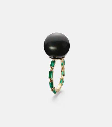 Suzanne Kalan One Of A Kind 18kt gold ring with pearl and emeralds | Thumbnail 4 Suzanne Kalan One Of A Kind 18kt gold ring with pearl and emeralds | Thumbnail 4