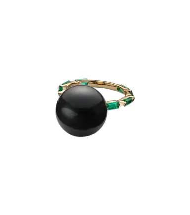 Suzanne Kalan One Of A Kind 18kt gold ring with pearl and emeralds | Thumbnail 1 Suzanne Kalan One Of A Kind 18kt gold ring with pearl and emeralds | Thumbnail 1