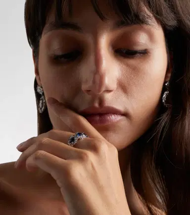 Suzanne Kalan 18kt white gold ring with sapphires and diamonds | Thumbnail 3 Suzanne Kalan 18kt white gold ring with sapphires and diamonds | Thumbnail 3
