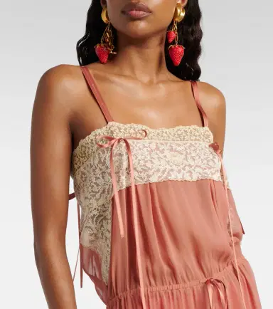 Saint Laurent Lace-trimmed silk crêpe muslin maxi dress | Thumbnail 5 Saint Laurent Lace-trimmed silk crêpe muslin maxi dress | Thumbnail 5