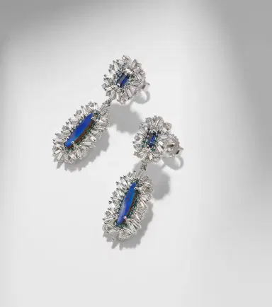 Suzanne Kalan 18kt white gold drop earrings with gemstones | Thumbnail 2 Suzanne Kalan 18kt white gold drop earrings with gemstones | Thumbnail 2