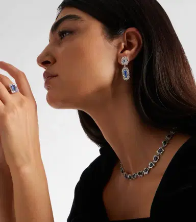 Suzanne Kalan 18kt white gold drop earrings with gemstones | Thumbnail 5 Suzanne Kalan 18kt white gold drop earrings with gemstones | Thumbnail 5