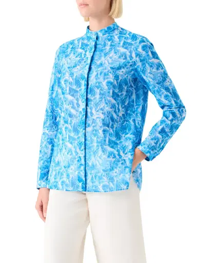 Akris Whitecaps Printed Cotton Voile Tunic Blouse | Thumbnail 3 Akris Whitecaps Printed Cotton Voile Tunic Blouse | Thumbnail 3