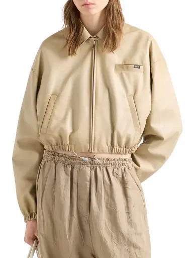 Prada Women's Cropped Nappa Leather Jacket | Thumbnail 3 Prada Women's Cropped Nappa Leather Jacket | Thumbnail 3
