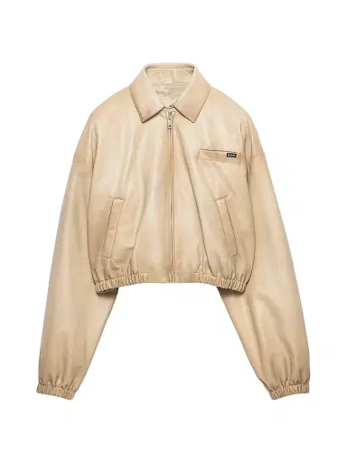 Prada Women's Cropped Nappa Leather Jacket | Thumbnail 1 Prada Women's Cropped Nappa Leather Jacket | Thumbnail 1