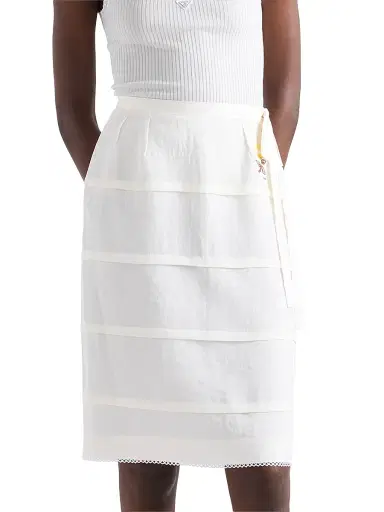 Prada Women's Embroidered Slubbed Linen Skirt - White | Thumbnail 3 Prada Women's Embroidered Slubbed Linen Skirt - White | Thumbnail 3
