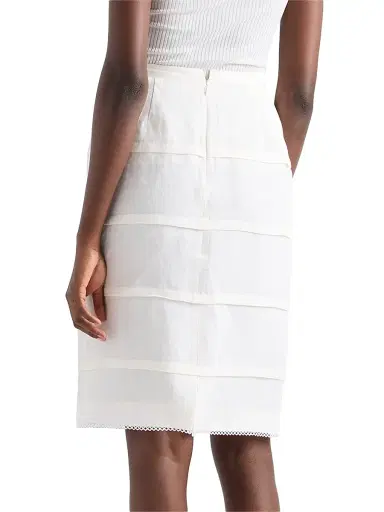 Prada Women's Embroidered Slubbed Linen Skirt - White | Thumbnail 5 Prada Women's Embroidered Slubbed Linen Skirt - White | Thumbnail 5