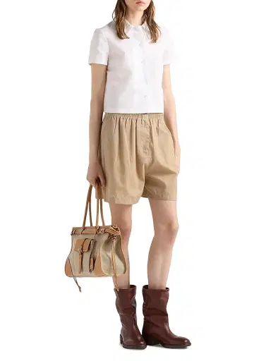Prada Women's Short-Sleeved Linen Muslin Shirt - White | Thumbnail 2 Prada Women's Short-Sleeved Linen Muslin Shirt - White | Thumbnail 2