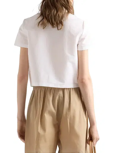 Prada Women's Short-Sleeved Linen Muslin Shirt - White | Thumbnail 4 Prada Women's Short-Sleeved Linen Muslin Shirt - White | Thumbnail 4