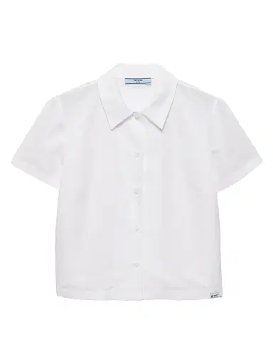 Prada Women's Short-Sleeved Linen Muslin Shirt - White | Thumbnail 1 Prada Women's Short-Sleeved Linen Muslin Shirt - White | Thumbnail 1