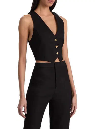 Alice + Olivia Women's Donna Crop Vest - Black - Size 14 | Thumbnail 4 Alice + Olivia Women's Donna Crop Vest - Black - Size 14 | Thumbnail 4