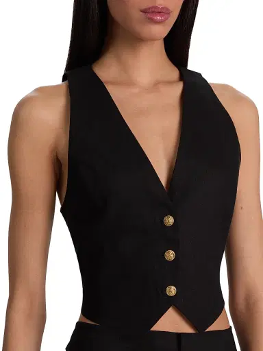 Alice + Olivia Women's Donna Crop Vest - Black - Size 14 | Thumbnail 6 Alice + Olivia Women's Donna Crop Vest - Black - Size 14 | Thumbnail 6