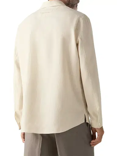 ZEGNA Men's Oasi Lino Polo Shirt - Light Taupe | Thumbnail 3 ZEGNA Men's Oasi Lino Polo Shirt - Light Taupe | Thumbnail 3