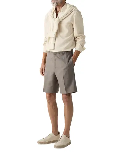 ZEGNA Men's Oasi Lino Polo Shirt - Light Taupe | Thumbnail 5 ZEGNA Men's Oasi Lino Polo Shirt - Light Taupe | Thumbnail 5