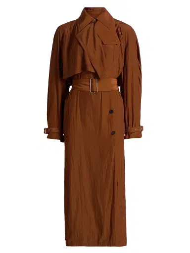 Lanvin Women's Satin Belted Trench Coat - Chestnuts | Thumbnail 1 Lanvin Women's Satin Belted Trench Coat - Chestnuts | Thumbnail 1