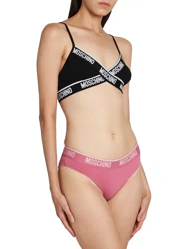 MOSCHINO Women's Logo Stretch-Cotton Triangle Bralette - Black - Size XS | Thumbnail 3 MOSCHINO Women's Logo Stretch-Cotton Triangle Bralette - Black - Size XS | Thumbnail 3