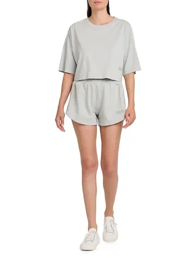 MOSCHINO Women's Cotton Crop T-Shirt - Grey | Thumbnail 2 MOSCHINO Women's Cotton Crop T-Shirt - Grey | Thumbnail 2