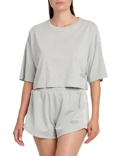 MOSCHINO Women's Cotton Crop T-Shirt - Grey | Thumbnail 3 MOSCHINO Women's Cotton Crop T-Shirt - Grey | Thumbnail 3