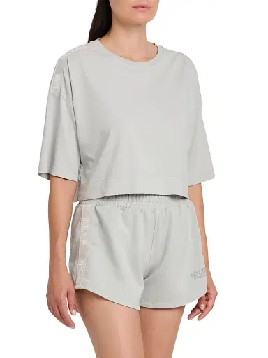 MOSCHINO Women's Cotton Crop T-Shirt - Grey | Thumbnail 4 MOSCHINO Women's Cotton Crop T-Shirt - Grey | Thumbnail 4