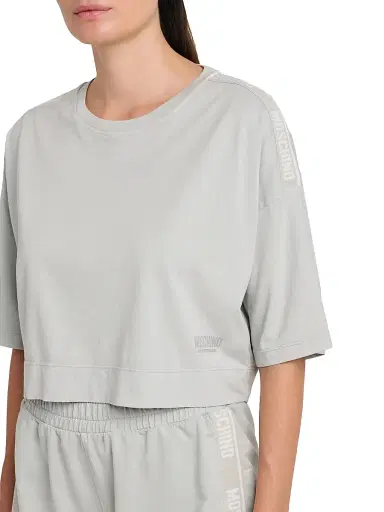 MOSCHINO Women's Cotton Crop T-Shirt - Grey | Thumbnail 6 MOSCHINO Women's Cotton Crop T-Shirt - Grey | Thumbnail 6