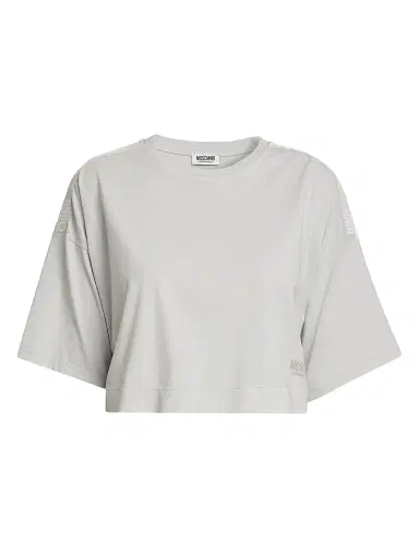 MOSCHINO Women's Cotton Crop T-Shirt - Grey | Thumbnail 1 MOSCHINO Women's Cotton Crop T-Shirt - Grey | Thumbnail 1