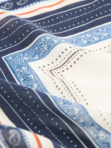 Toteme Women's Collector Monogram Voile Sarong - Ecru Navy | Thumbnail 2 Toteme Women's Collector Monogram Voile Sarong - Ecru Navy | Thumbnail 2