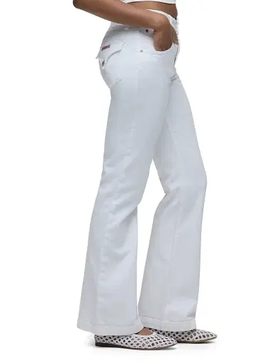 Hudson Jeans Women's Dana High-Rise Flared Jeans - White | Thumbnail 5 Hudson Jeans Women's Dana High-Rise Flared Jeans - White | Thumbnail 5